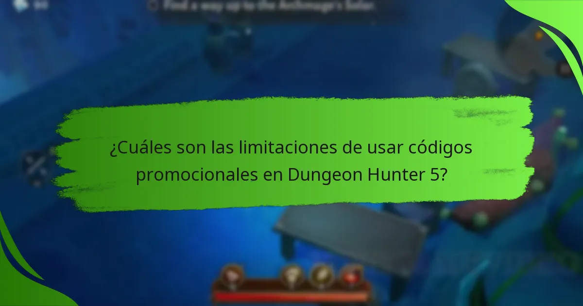 ¿Cuáles son las limitaciones de usar códigos promocionales en Dungeon Hunter 5?