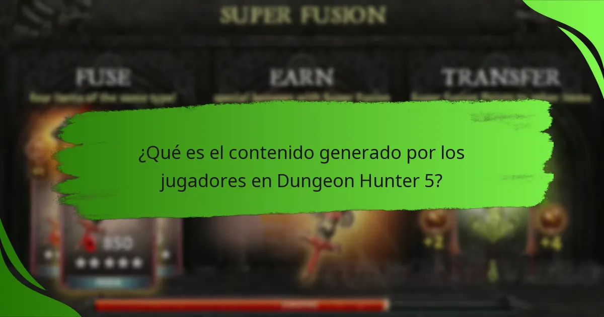 ¿Qué es el contenido generado por los jugadores en Dungeon Hunter 5?